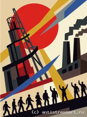 Рабочие у буровой вышки — раскраска в PDF
