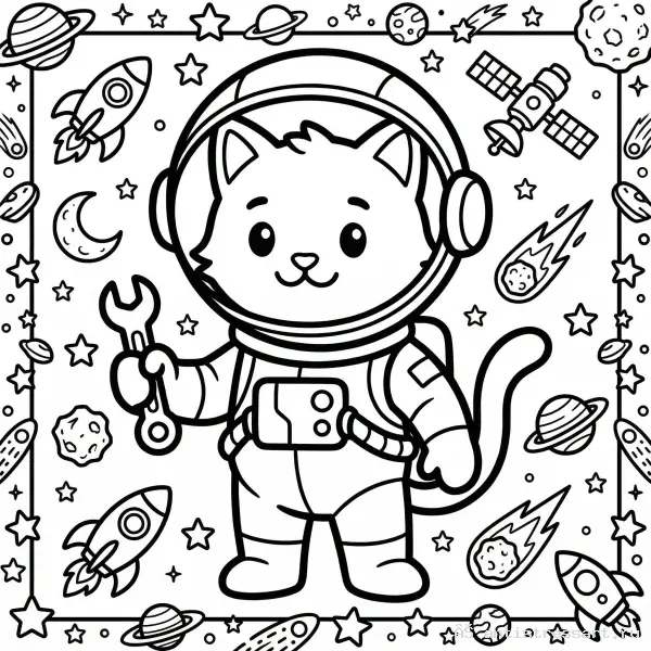 Раскраска Кот-космонавт для детей — раскраска (Животные), распечатать бесплатно А4