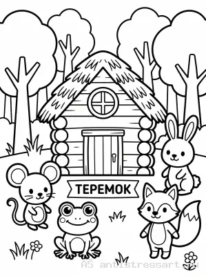 Сказка Теремок раскраска — раскраска распечатать бесплатно