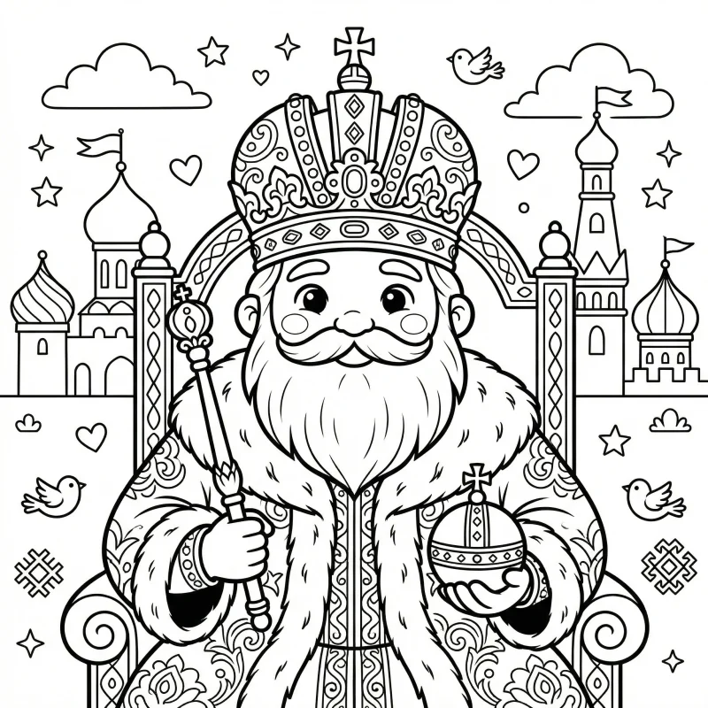 Раскраска царь для детей — раскраска (Фэнтези), распечатать бесплатно А4