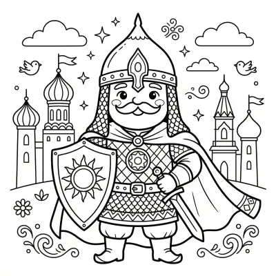 Раскраска богатырь для детей — раскраска распечатать бесплатно