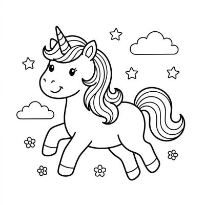 Раскраска милый единорог для детей — раскраска распечатать бесплатно