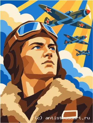 Лётчик-ас в небесах — раскраска в PDF
