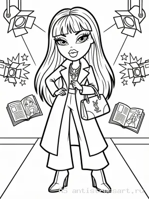 Модный показ куклы Bratz — раскраска распечатать бесплатно