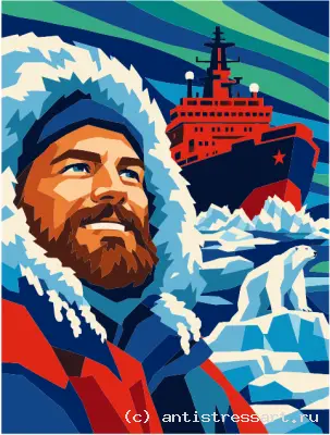Полярник в Арктике — раскраска в PDF