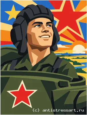 Воин в танковом шлеме — раскраска в PDF