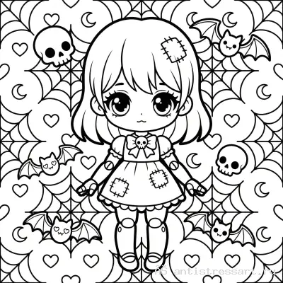 Жутко милая раскраска Creepy Cute кукла на шарнирах — раскраска распечатать бесплатно