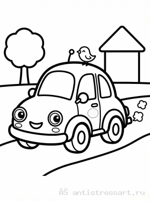 Автомобиль с птичкой раскраска — раскраска распечатать бесплатно